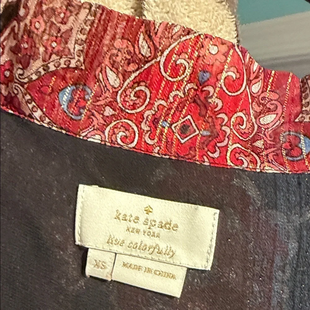 kate spade Red and Black Abstract Blouse